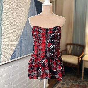 Ashley Stewart Zip Up Corset Style Top with Structured Boning